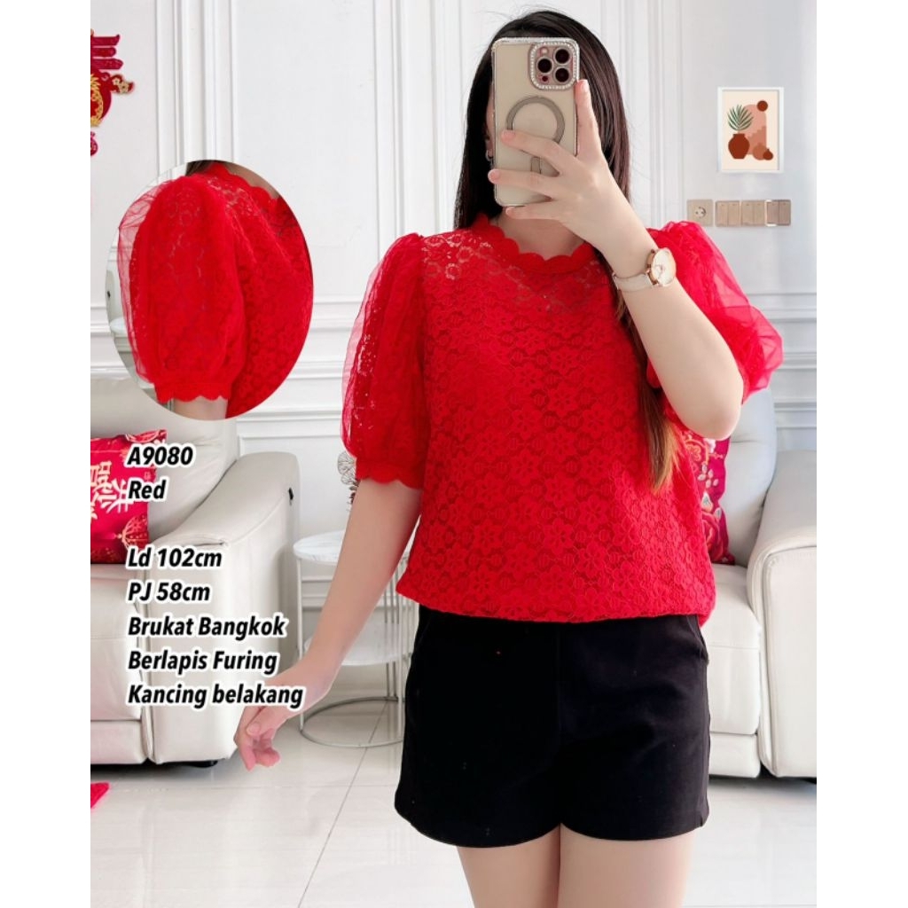 A9080 เสื้อเบลาส์โบรเคด 9080