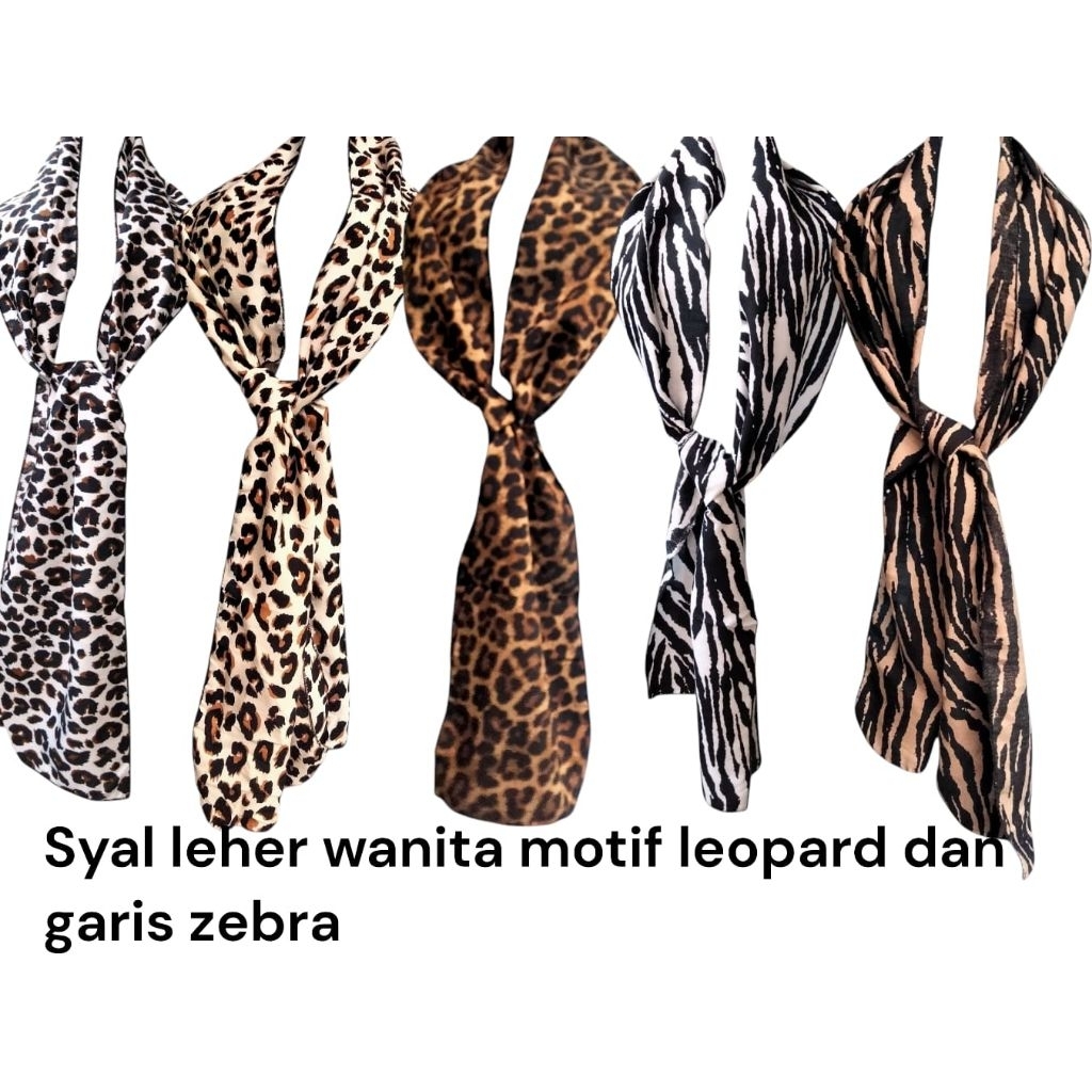 รอยแผลเป็นคอสตรีพร้อม LEOPARD และ ZEBRA STRIPES MOTIF, PREMIUM RAYON MATERIAL/HEADBAND, MODERN SKENA