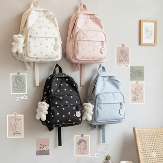 Tas Ransel Sekolah Anak Perempuan TK SD SMP Lucu dan Estetik / Tas Gendong Motif Bunga Korea Style