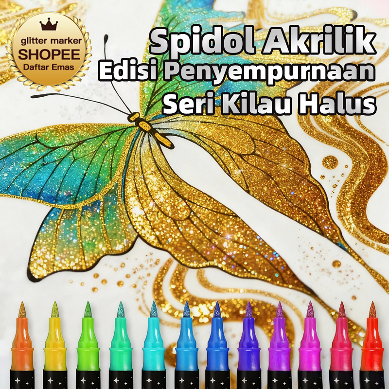 ACRYLIC MARKER GLITTER 120 สี - ปลอดภัย ACRYLIC MARKER สําหรับเด็ก ไม่มีกระดาษ ผสมผสาน