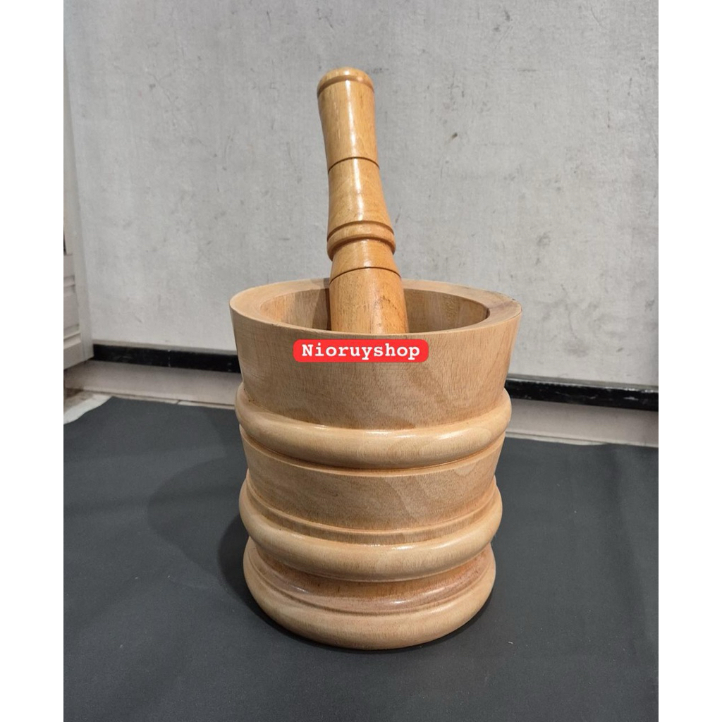 JUMBO WOODEN MORTAR / TRADITIONAL WOODEN MORTAR / WOODEN MORTAR / JUMBO POUNDING TOOL (1 ชุด)