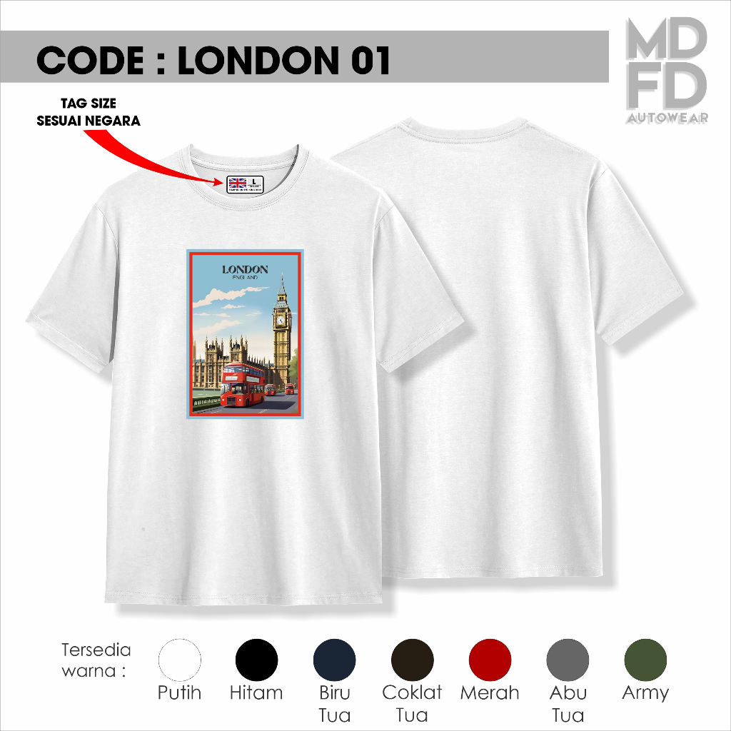 เสื้อยืด LONDON ENGLAND PREMIUM SOUVENIR ผ้าฝ้าย 100%