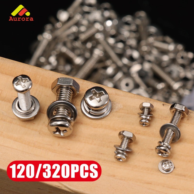 304 SS 320 ชิ้น M2-M5 Bolt Nut ชุดเครื่องมือสําหรับ Home และ Car Repair ชุดสกรูสแตนเลสที่สมบูรณ์