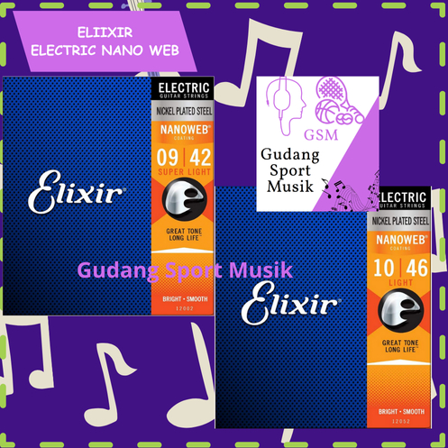 Elixir Nanoweb 09-42 & 010-046 สายกีตาร์ไฟฟ้า – นําเข้า USA 1 ชุด | เสียงใส&กันสนิม