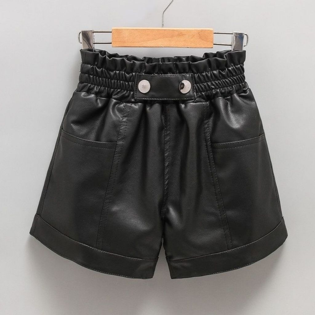 HIGH WAIST CHILDRENS PANTS, LEATHER CHILDRENS PANTS, GIRLS HOT PANTS