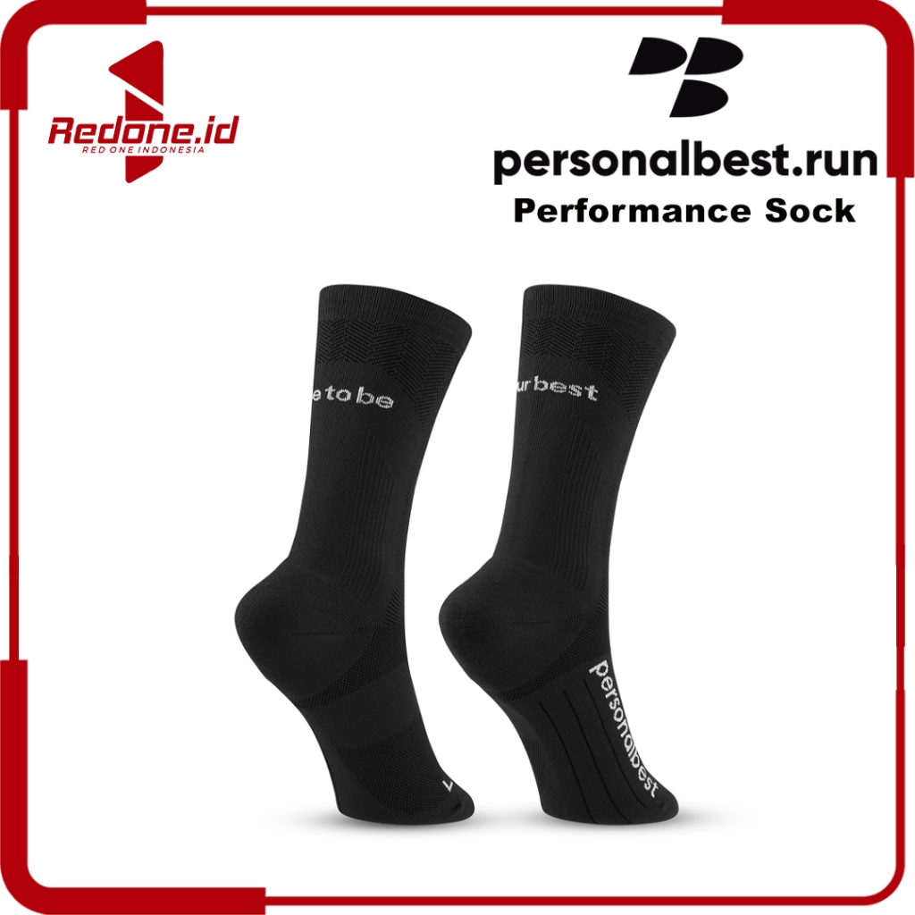 Personal Best Run - Performance Crew Sock - สีดํา