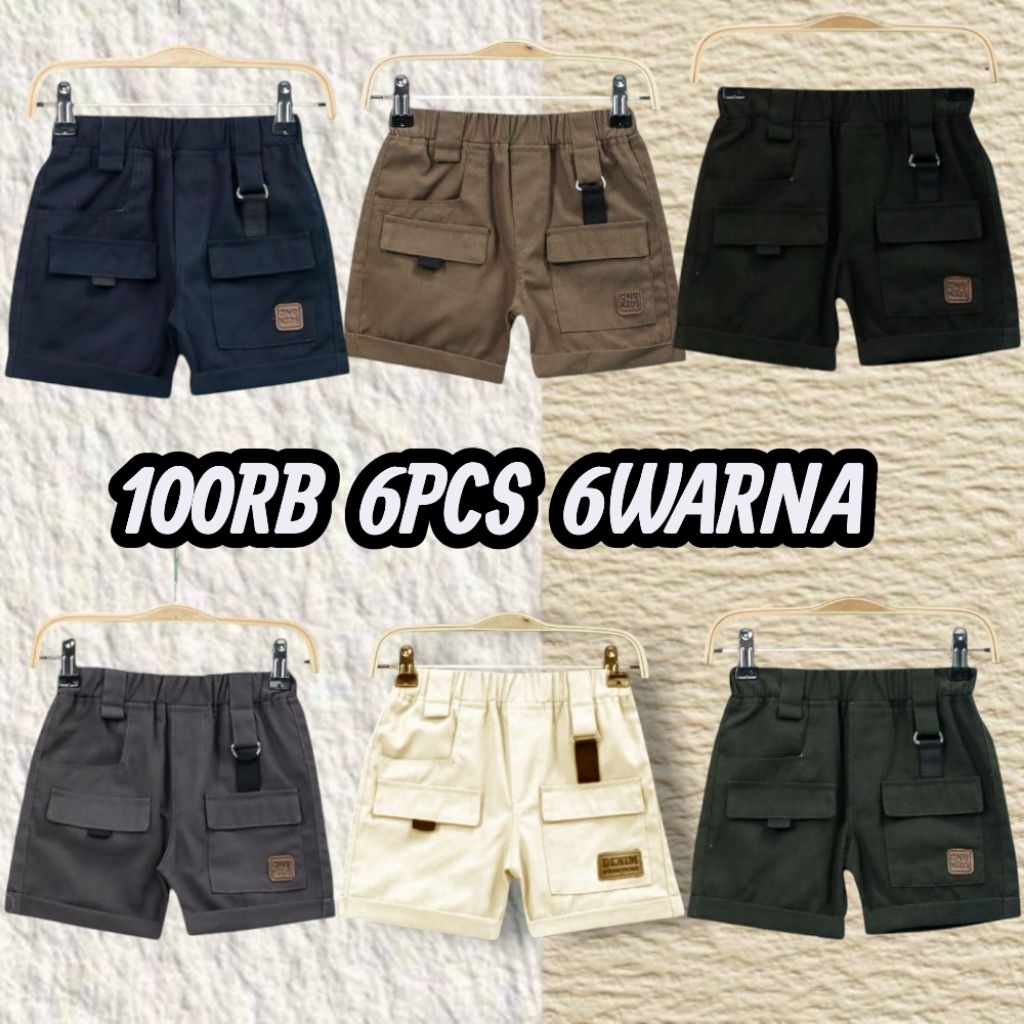 CHILDRENS CARGO SHORTS 100K 6PCS 6 สี