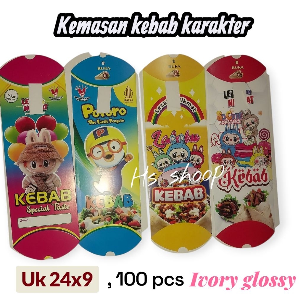 100 ชิ้น IFORY CHARACTER KEBAB BOX PACKAGING UK 9X24