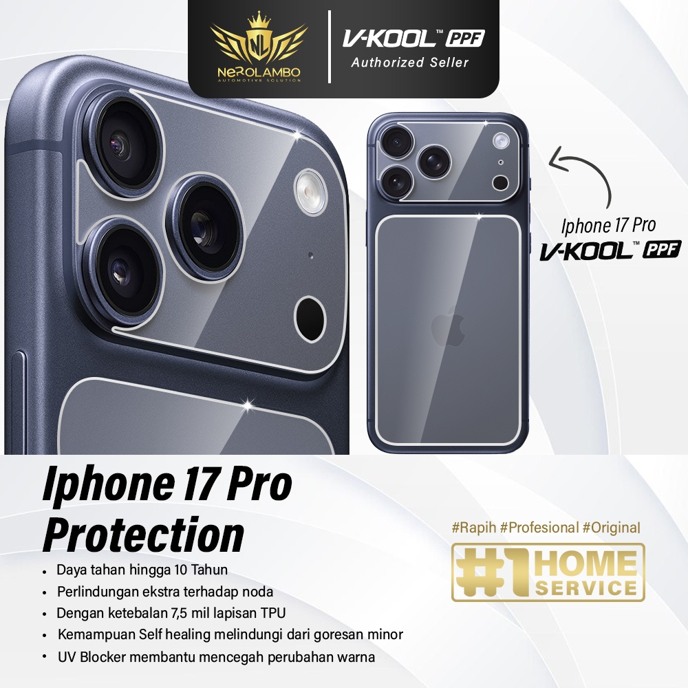 VKOOL PPF ป้องกันรอยขีดข่วนด้านหลัง Iphone 17 Pro | นาโร แลมโบ | บริการถึงบ้าน