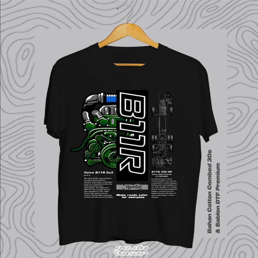 เสื้อยืด VOLVO B11R DIESEL Bus | ผู้ชาย-ผู้หญิง | ฟรีสติ๊กเกอร์ "catton 24s"