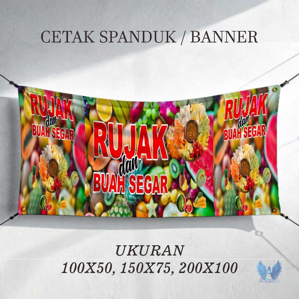 พิมพ์แบนเนอร์ rujak ผลไม้สด ออกแบบเอง
