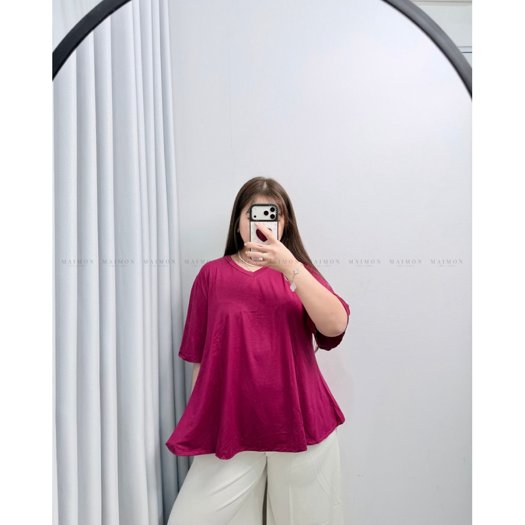 Mauri Top Peplum Flare Sleeve Top คอวีแขนสั้น Bigsize