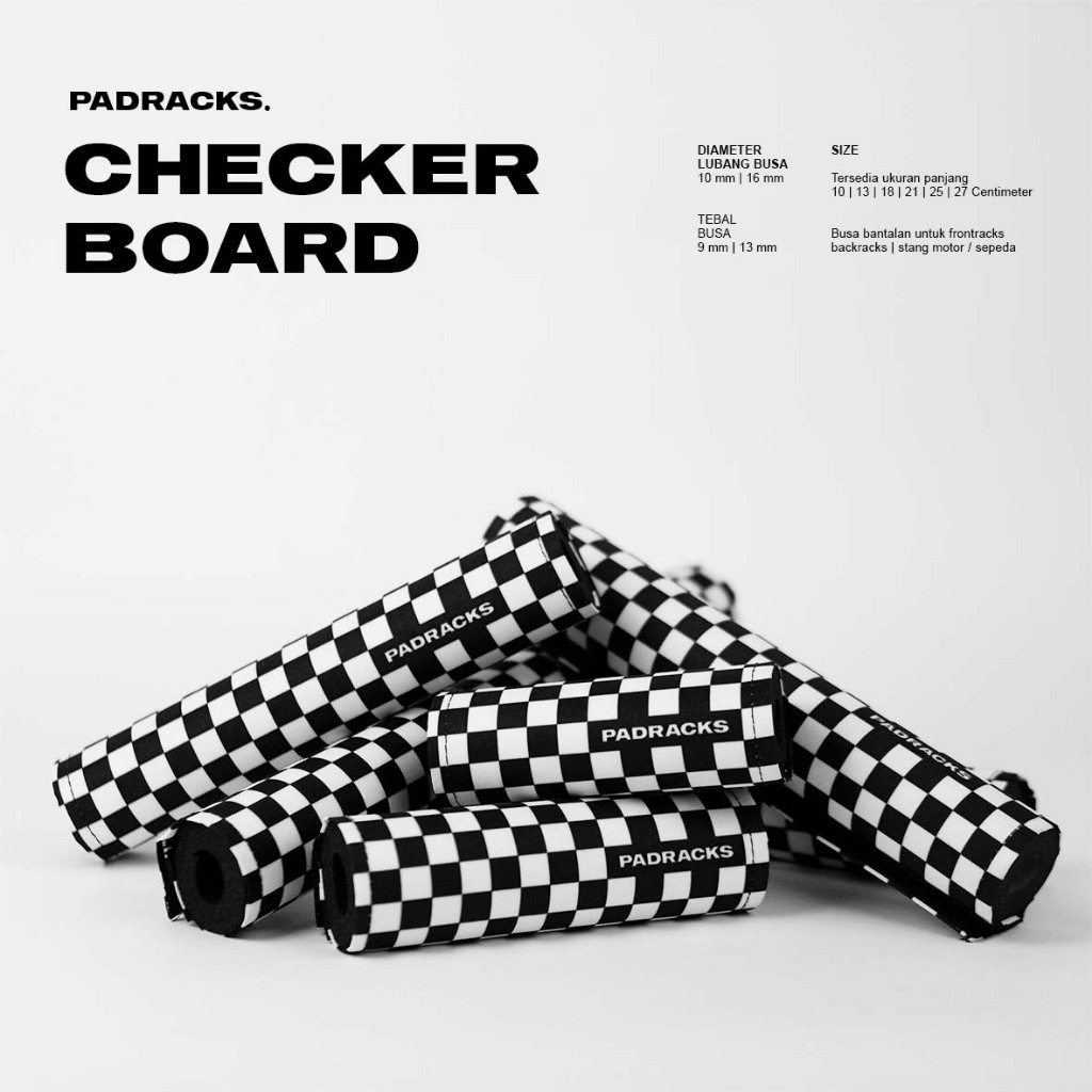แผ่นพับ | Checkerboards Black & white | แผ่นโฟมสําหรับคานหน้าและแบ็คแพ็ค หรือ แฮนด์มอเตอร์ไซค์/จักรยาน