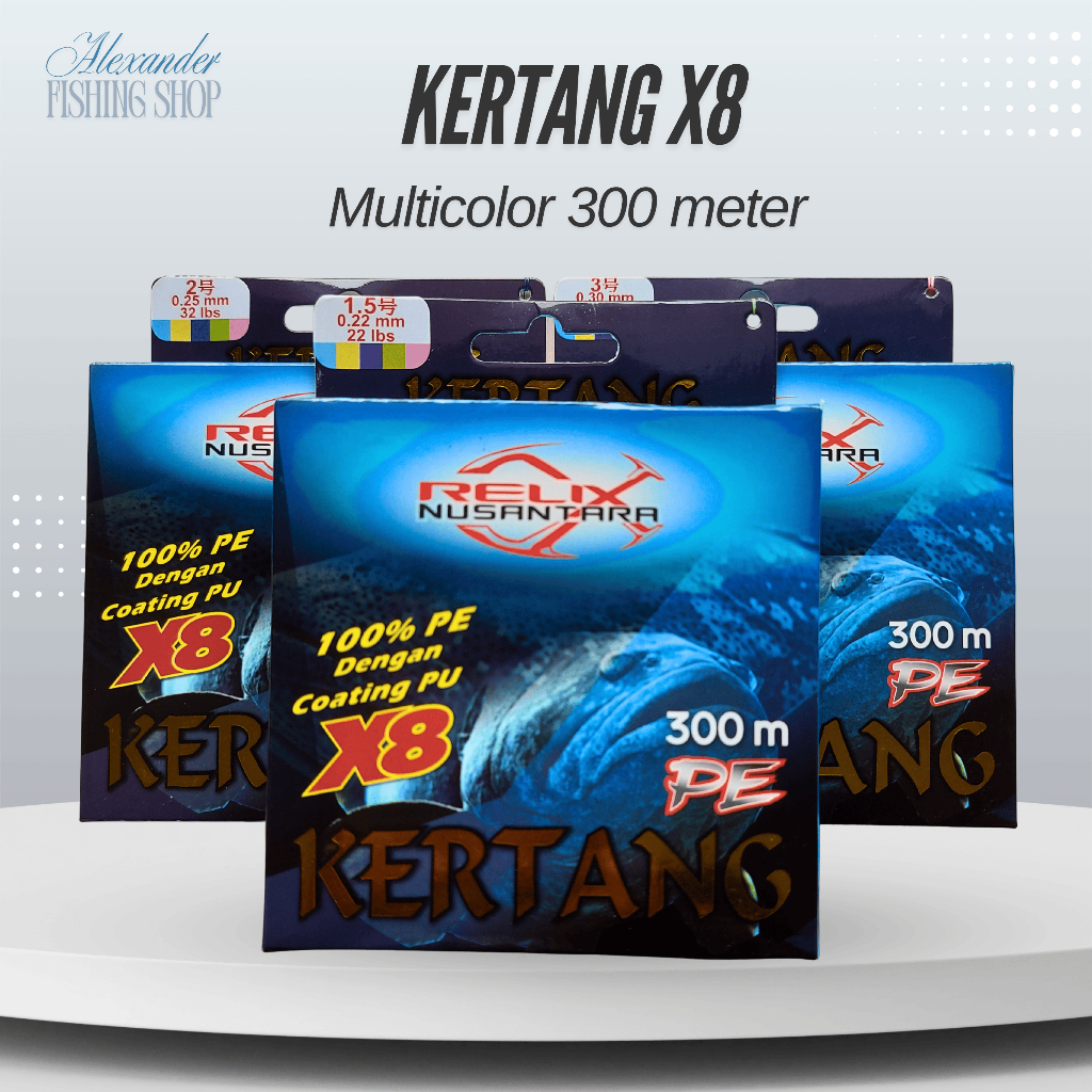 PE Kertang X8 1.5 2 3 300 เมตร สายหลากสี | Relix Nusantara Kertang X8