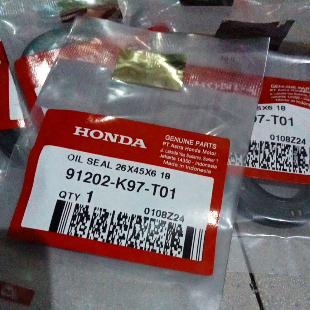 91202K97T01 – ซีลน้ํามัน 26X45X6 18, CRANKSHAFT SEAL, FRONT CVT SEAL ADV, PCX, VARIO 125 FI, VARIO 1