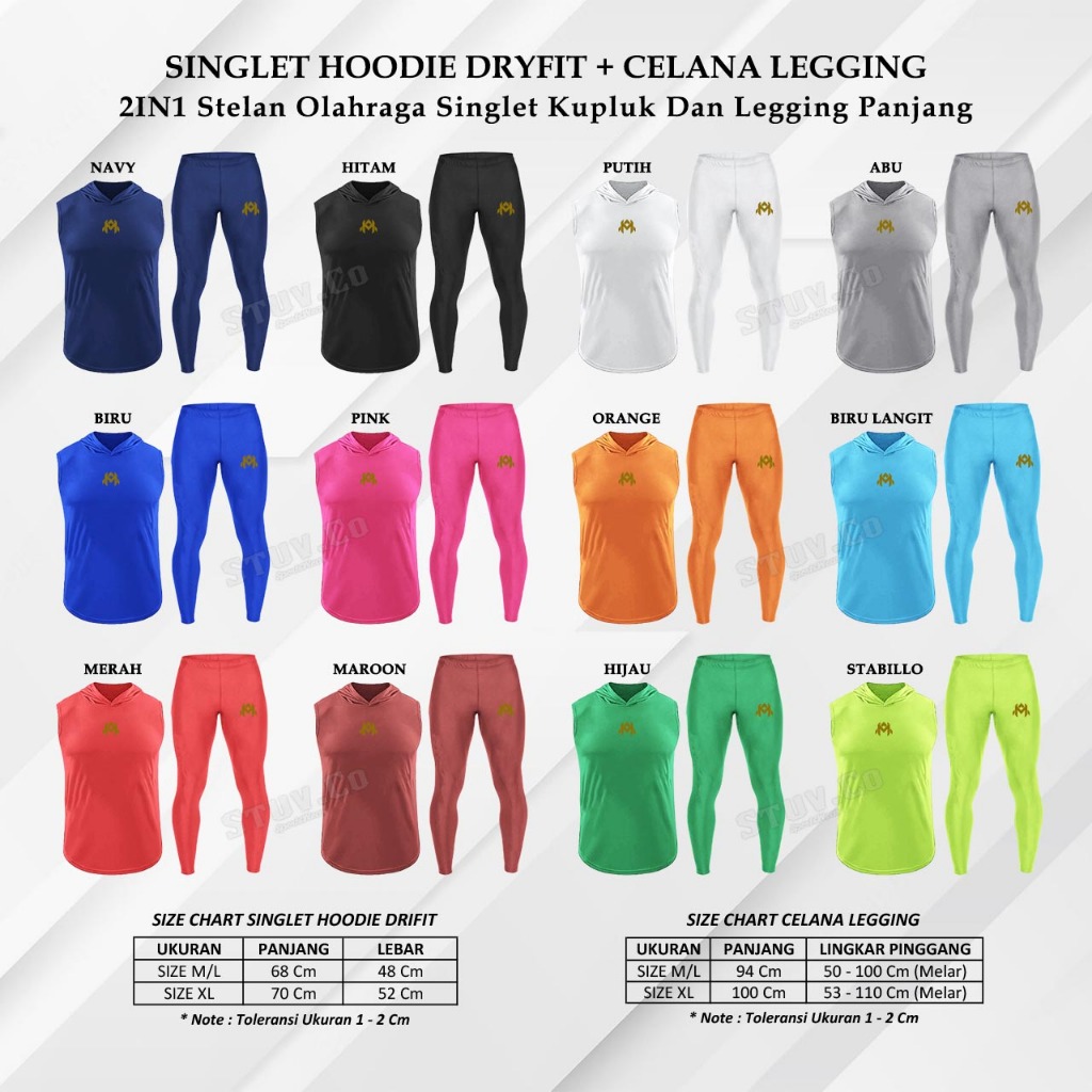 AMMAR 2IN1 SUIT PACKAGE DRYFIT SINGLET HOODIE & LEGGING BASELAYER LONG JOGGING BIKE SPORT MEN