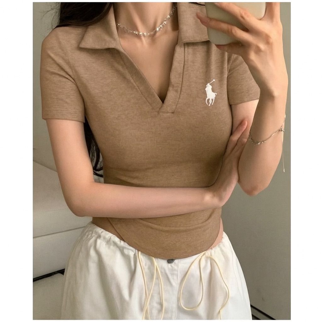 UTARI เสื้อยืดผู้หญิงปักซี่โครงถัก (LD 88, P45)