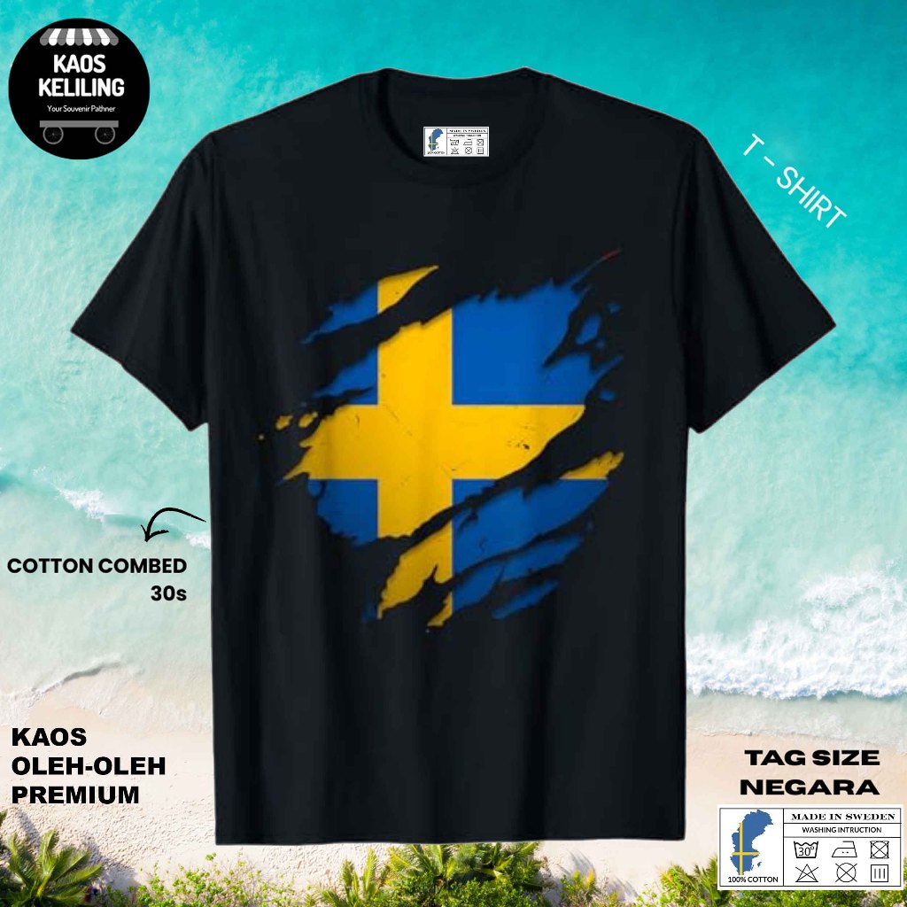 SWEDEN SOUVENIR เสื้อยืด SWEDEN 38 ดั้งเดิม SWEDEN LABEL TAG ของขวัญพรีเมี่ยม SOUVENIR CLOTHES