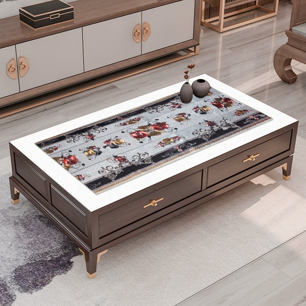 ผ้าปูโต๊ะลาย 3D หรูหราโดยเมตร / ความยาวที่กําหนดเอง 50 ซม. ผ้าปูโต๊ะเมตร / ผ้าปูโต๊ะกันน้ําระดับพรีเ