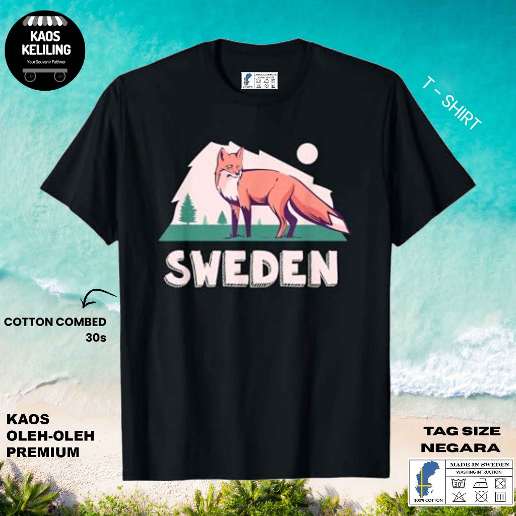 SWEDEN SOUVENIR เสื้อยืด SWEDEN 55 พร้อมต้นฉบับ SWEDEN LABEL TAG ของขวัญพรีเมี่ยม SOUVENIR CLOTHES