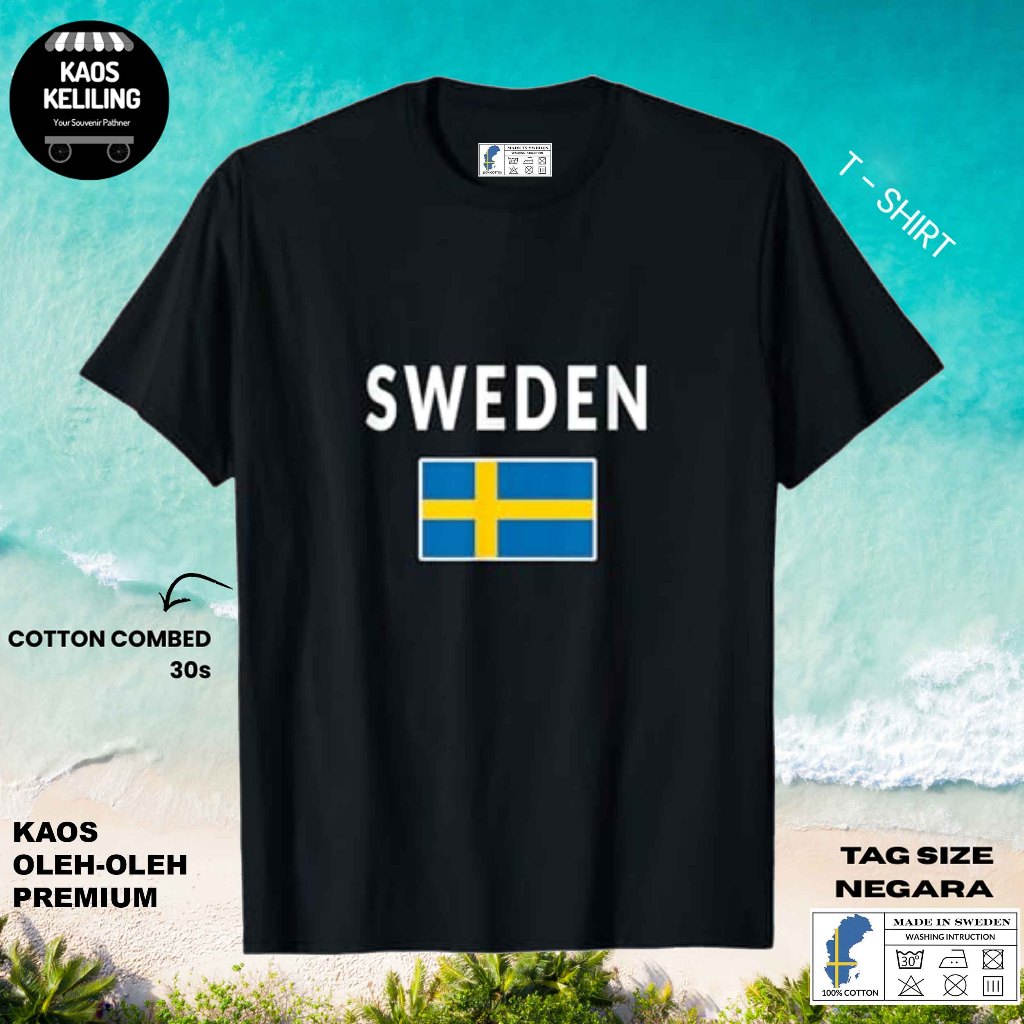 SWEDEN SOUVENIR เสื้อยืด SWEDEN 58 ดั้งเดิม SWEDEN LABEL TAG ของขวัญพรีเมี่ยม SOUVENIR CLOTHES