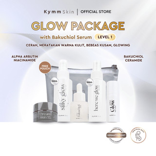 [Free Pouch] KYMM SKIN Glow Package LEVEL 1 with Bakuchiol Serum [FW 100ml, FM 100ml, Serum 20ml, Day Cream 10gr, Night Cream 10gr] | Paket Glowing Premium