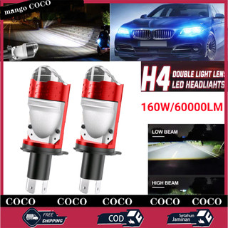 Lampu Utama LED 2 PCS 160W Motor Mini Projector Lampu Led Utama Truk Mobil Dan Motor H4  Mini LED Projie Lens Kipas Pendingin Full Aluminium