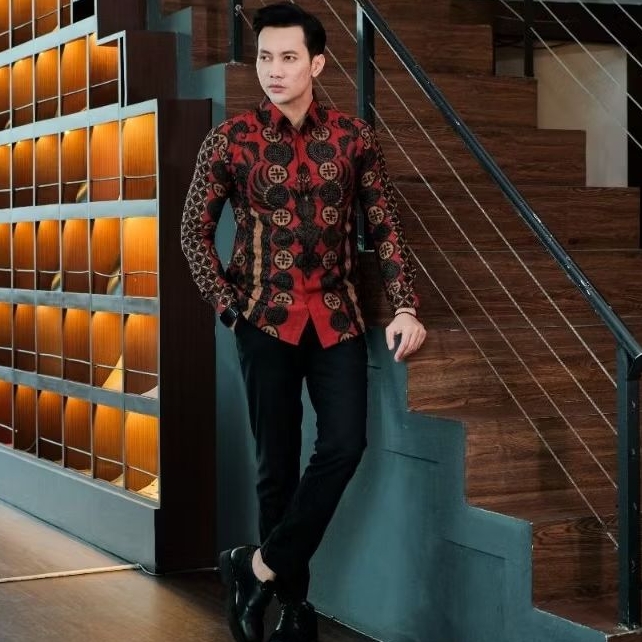 KATUN Adipati Batik Sodoku Motif ผ้าบาติกแขนยาวทรงสลิมระดับพรีเมียมสําหรับผู้ชายพร้อมซับในผ้าฝ้ายเรี