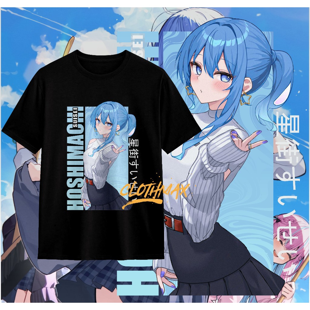 เสื้อยืดผู้ใหญ่ Hololive เสื้อยืด Hoshimashi Suisei Suicopath Premium Gigi Murin Raora