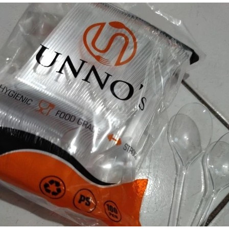 ช้อนโต๊ะพลาสติก UNO ช้อนโต๊ะพลาสติกสีขาวใสสีดํา 100 ชิ้น