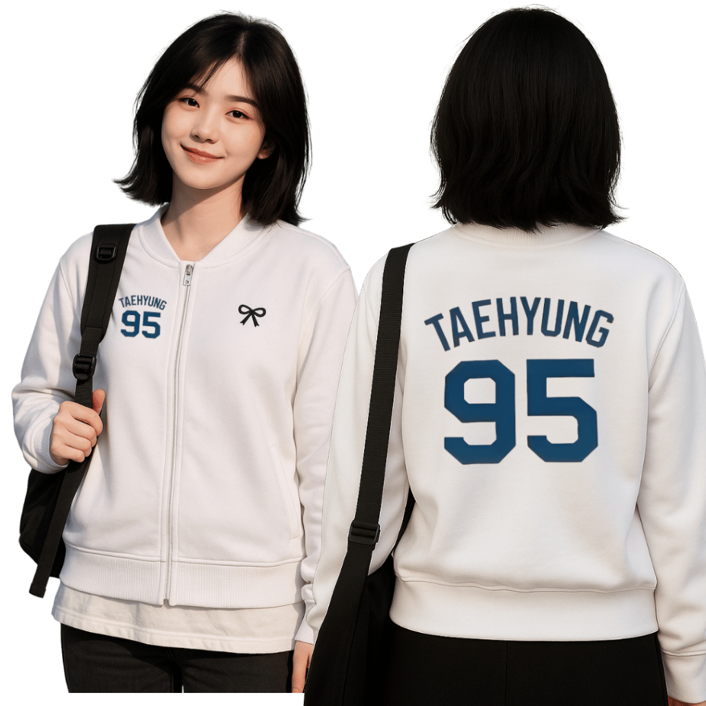 TAEHYUNG V BOMBER JACKET BASEBALL NUMBER TAEHYUNG BASEBALL JACKET