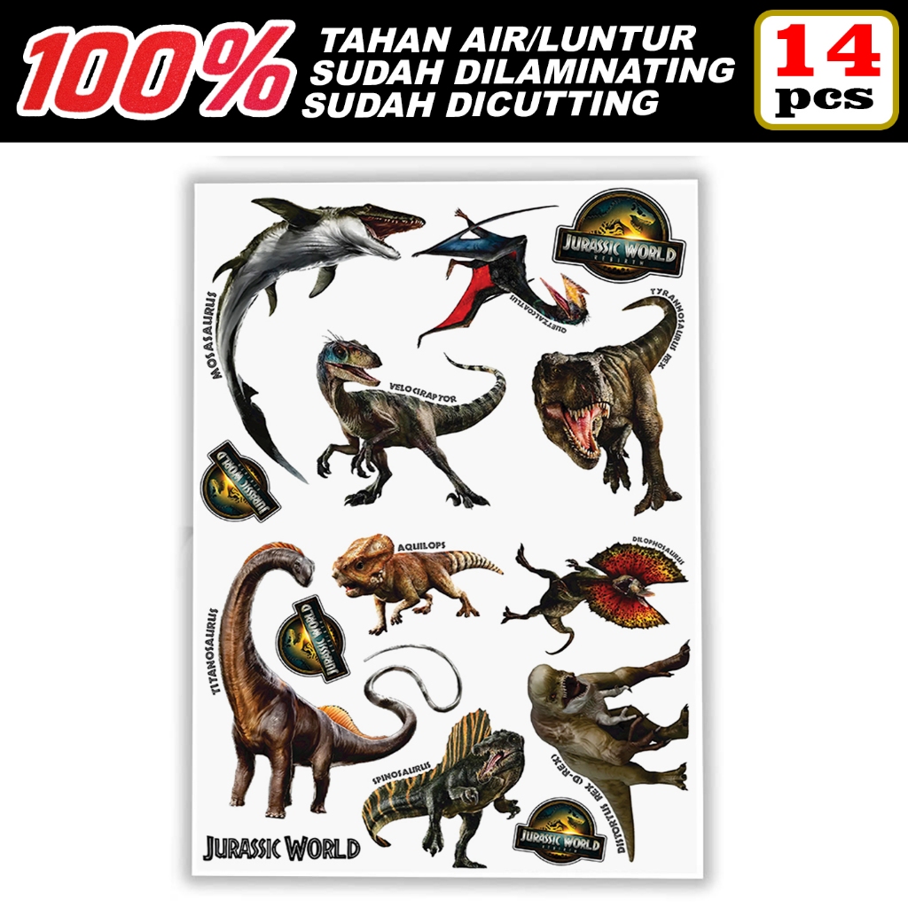 สติ๊กเกอร์ Jurassic World Rebirth 2025 – 14 ชิ้น Premium Vinyl กันน้ํา, เคลือบด้าน & ตัดแล้ว