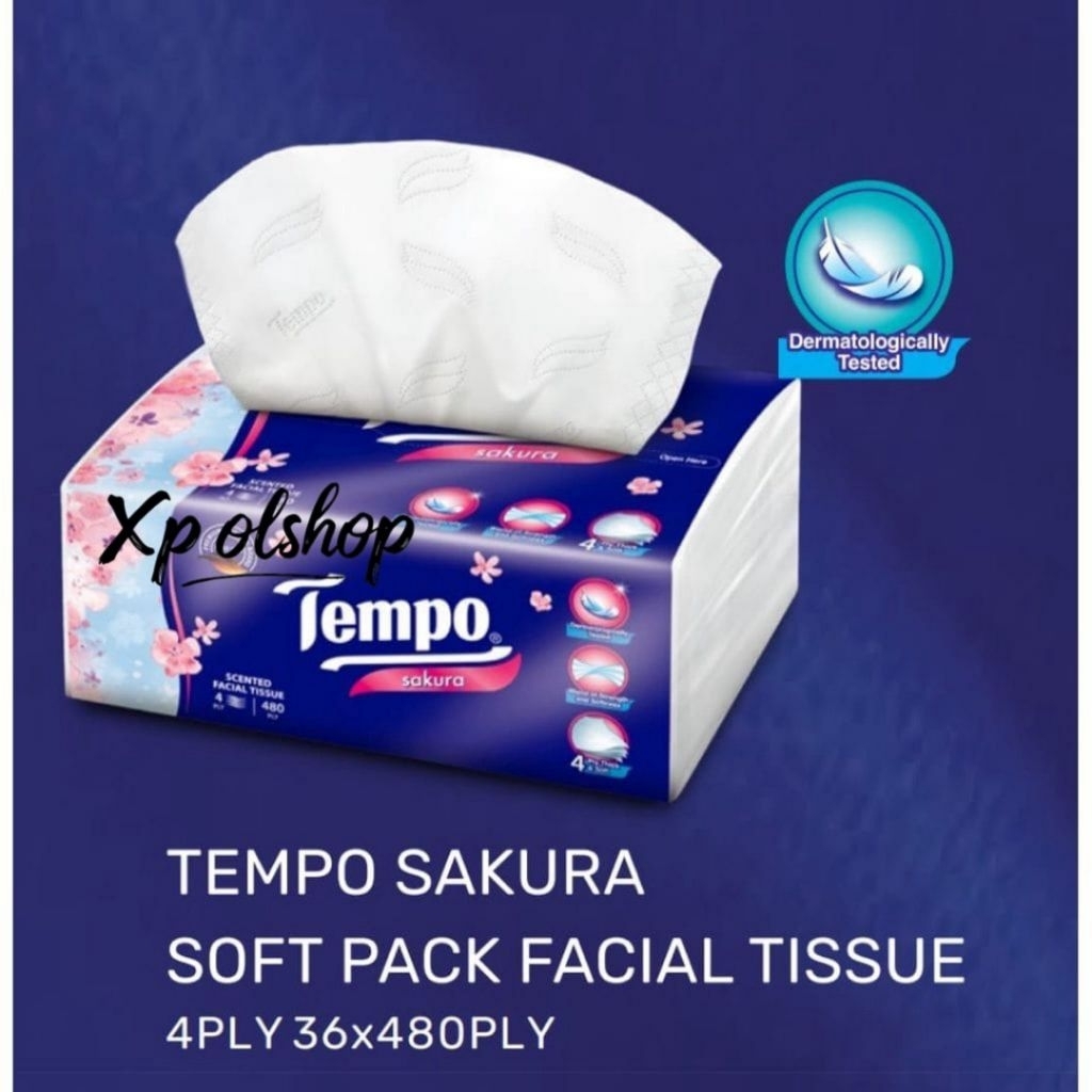 8 แพ็ค - กระดาษเช็ดหน้าระดับพรีเมียม TEMPO Facial German Brand series 480ply 4ply