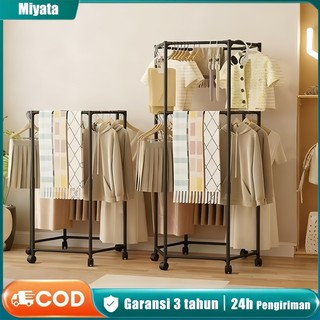 Bisa Diputar 360° Rak Gantungan Baju Serbaguna Portable Stand Hanger Cocok untuk Kos & Rumah Kecil!