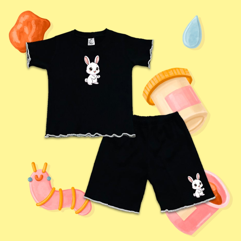 Nyfakids - ชุดกางเกงขาสั้นซี่โครงเด็กผู้หญิง Rach