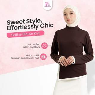 Women's Selline Blouse Snowrib Knit Long Sleeve Top with White Striped Accents Blouse Women