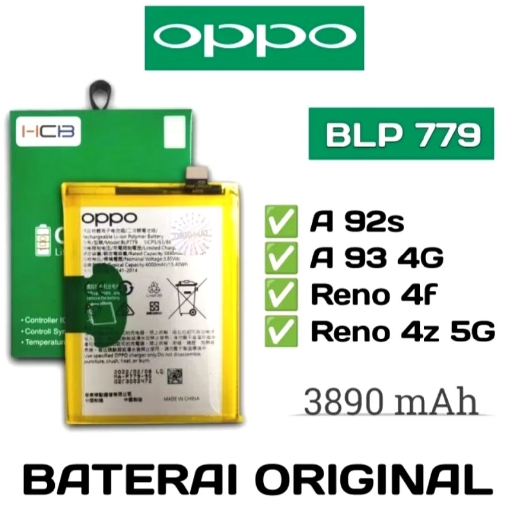 แบตเตอรี่ 0PP0A92S, A93 4G RENO 4 LITE RENO 4FNO4Z5 BLP 779 0RI100 เดิม