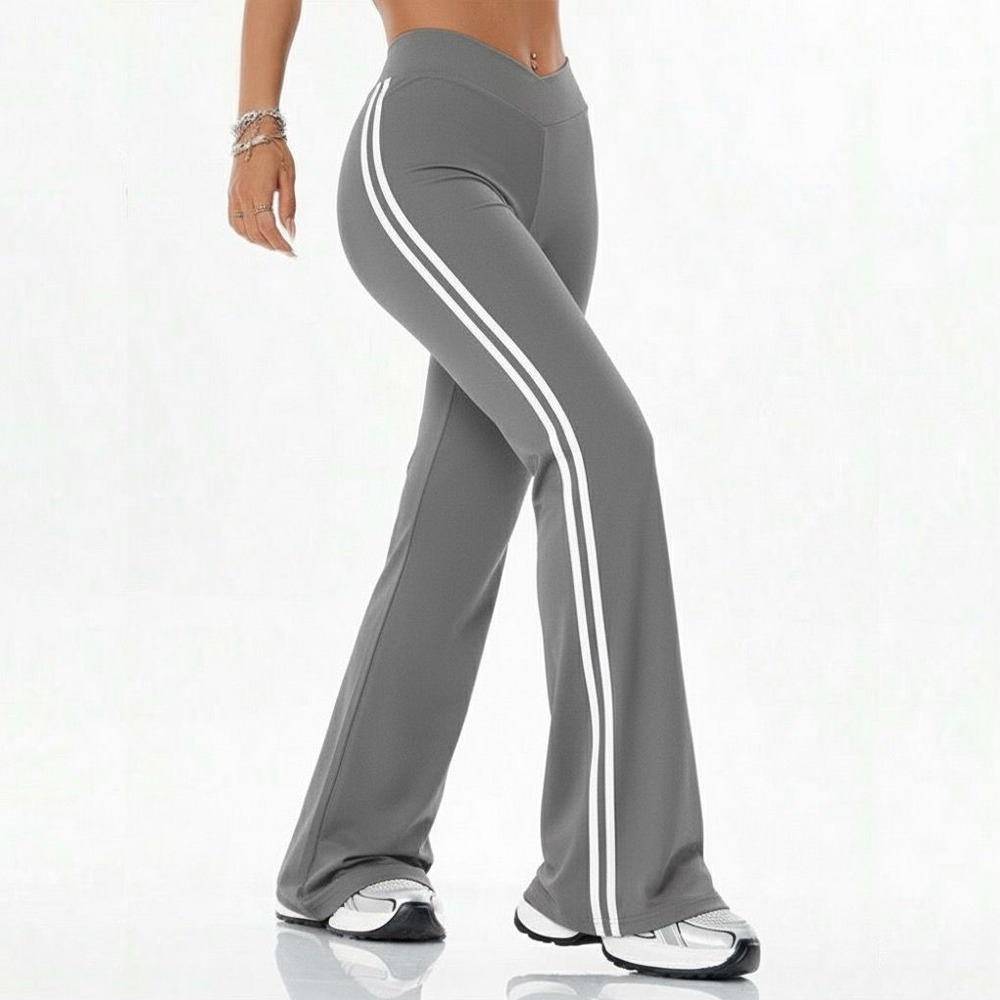 PTM - PREMIUM Highwaist Flare Pants Stripe 2 Stretch Jumbo Office Sports Gym Pilates Running Yoga 8E