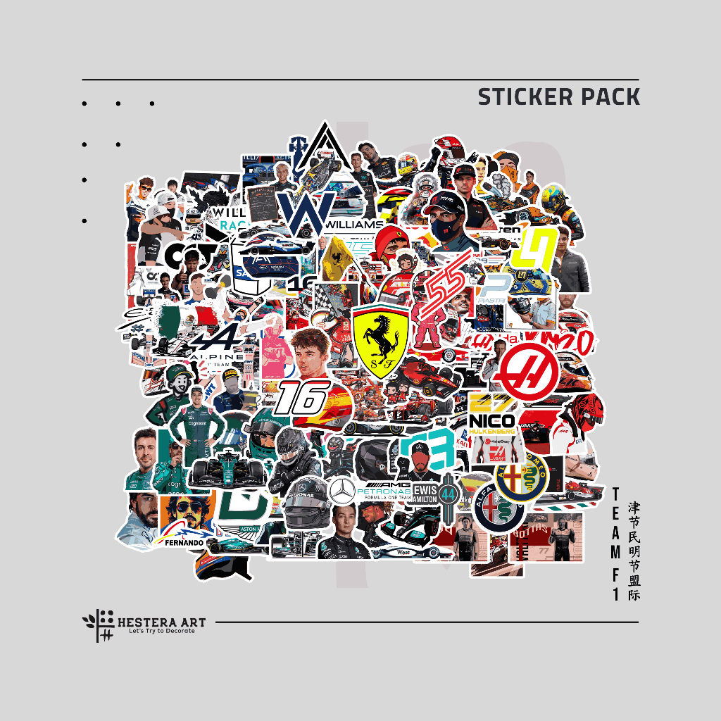 สูตร 1 ทีม ฉ1 สติ๊กเกอร์แพ็ค ไวนิล ดอฟฟ์ สติ๊กเกอร์ลามิเนต | สติ๊กเกอร์ Mercedes Ferrari McLaren Red