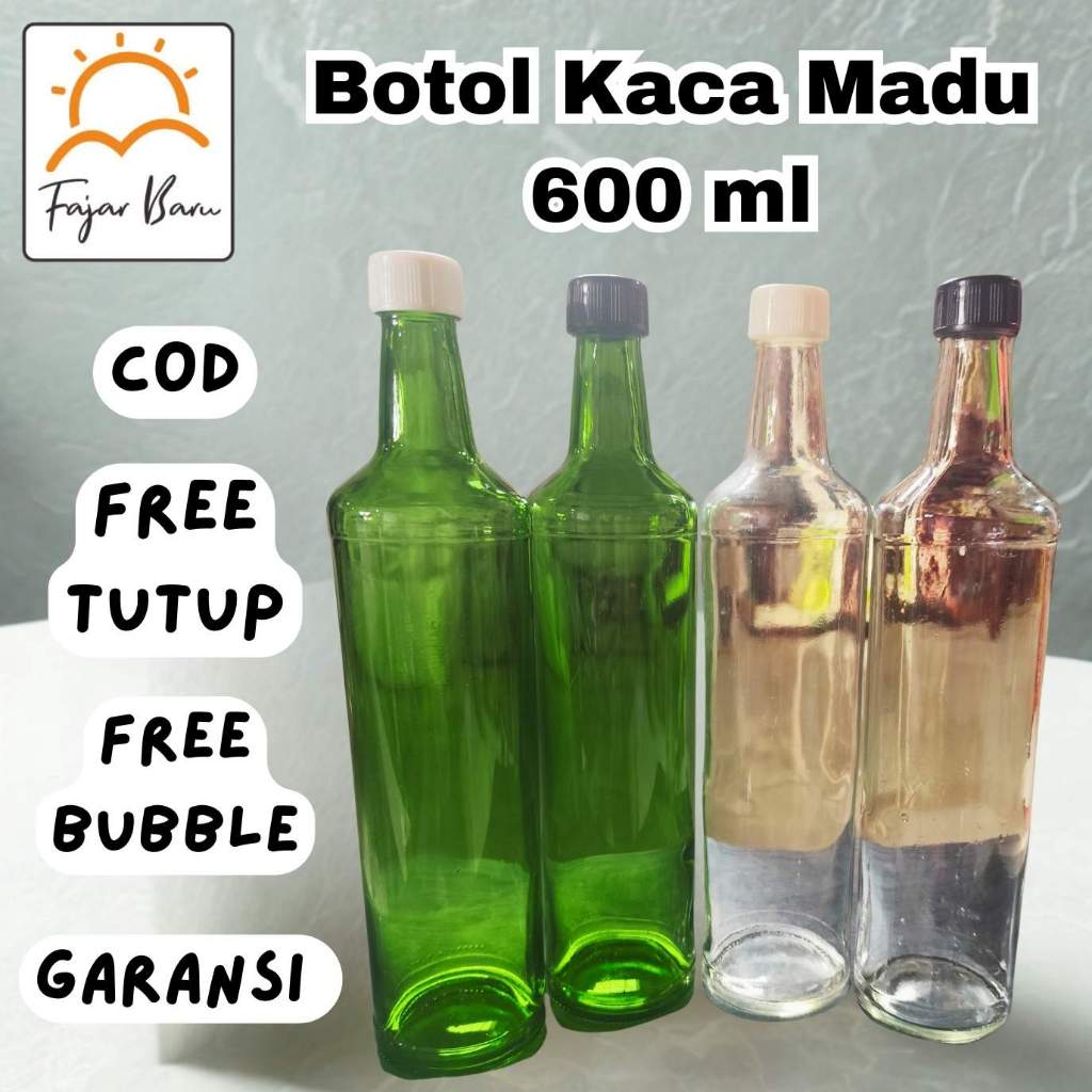 MINIMAL 600 ML GLASS BOTTLE / HONEY BOTTLE / SYRUP BOTTLE / PLAIN DRUM + CAP (ขั้นต่ํา 6 ชิ้น)