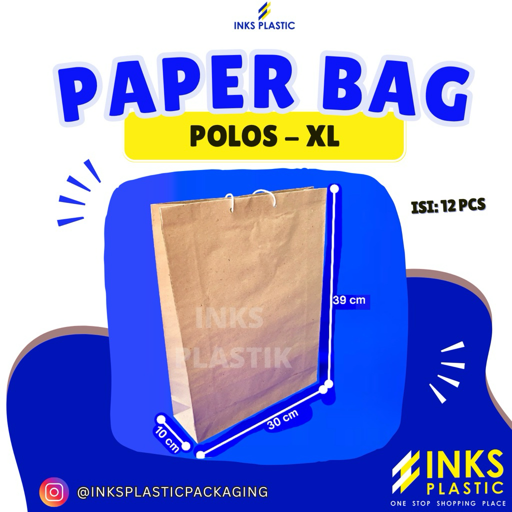 PAPER BAG BROWN XL PAPERBAG PLAIN KRAFT JUMBO