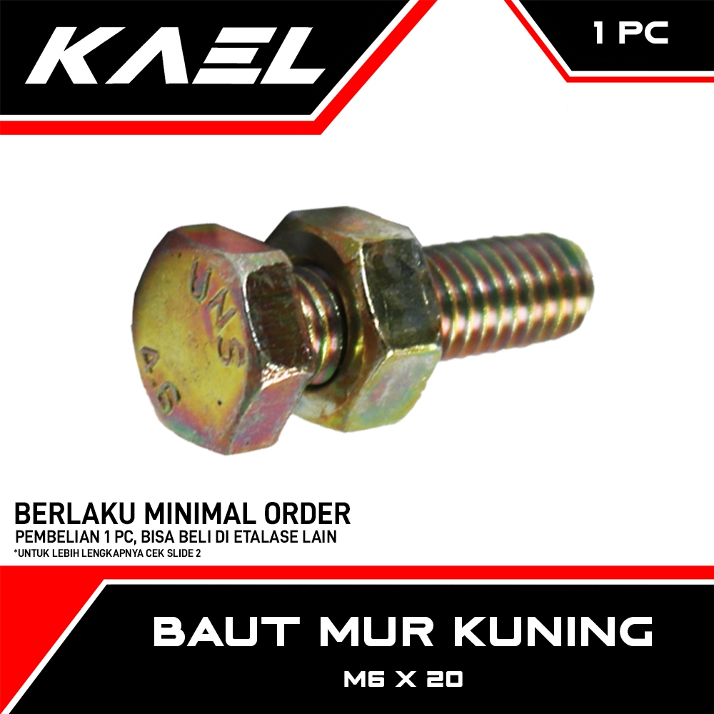 น็อตสายฟ้า 6 20 6x20 M6 X 20 M 6 x 20 น็อตสลักเกลียวหกเหลี่ยมหกเหลี่ยมสีเหลือง