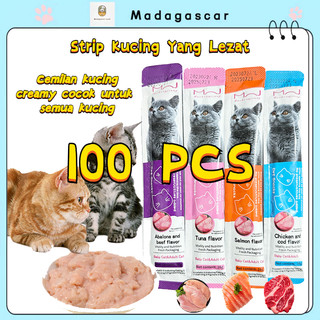 [MADA] 100 pcs Camilan Hewan Peliharaan Strip Kucing 16g/Strip, Kucing Kecil dan Camilan Kucing.0058