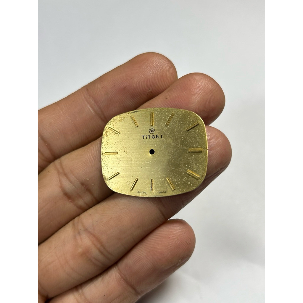 Original Swiss Made Vintage Titoni Dial – Titoni Gold Cushion Watch Plate, Old-School Watch Parts