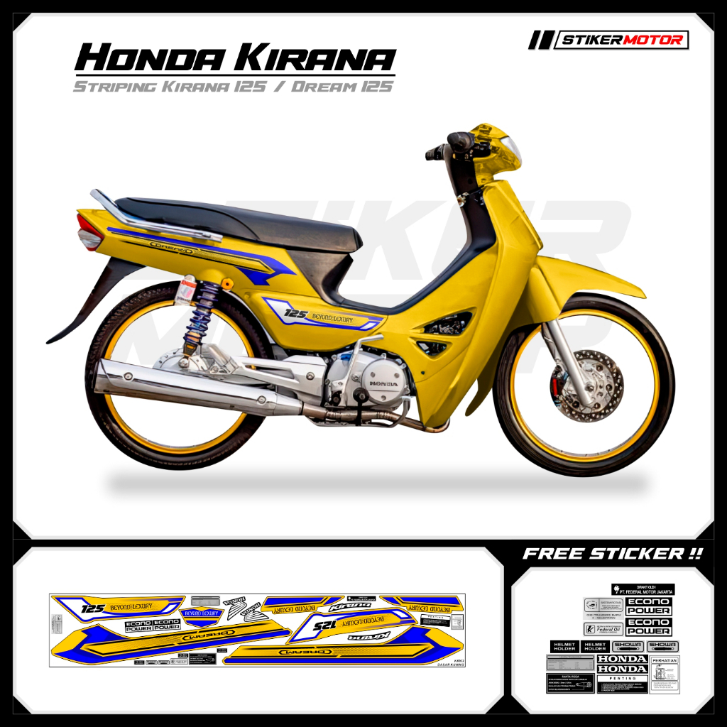 KIR63 Striping สติกเกอร์ Honda Kirana 125 Honda Dream 125 Motohai Variations Striker สติกเกอร์ Strip