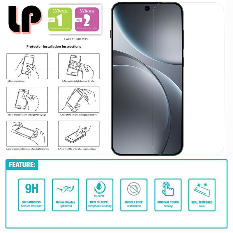 LAYAR LP HD กระจกนิรภัย Oppo Find X9 Pro - ตัวป้องกันหน้าจอด้านหน้าป้องกันรอยขีดข่วนกระจกกันรอยหน้าจ