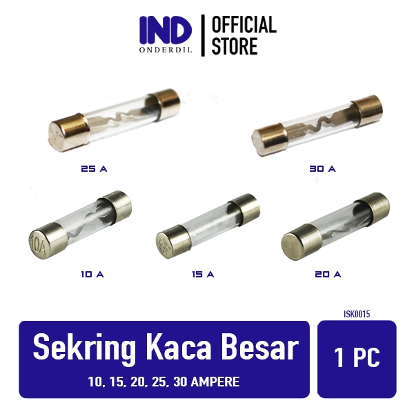 ชิ้นส่วนฟิวส์ IND 1 ชิ้น - ฟิวส์แก้ว - ฟิวส์แก้วขนาดใหญ่ 10 Ampere - 10A - 10 A