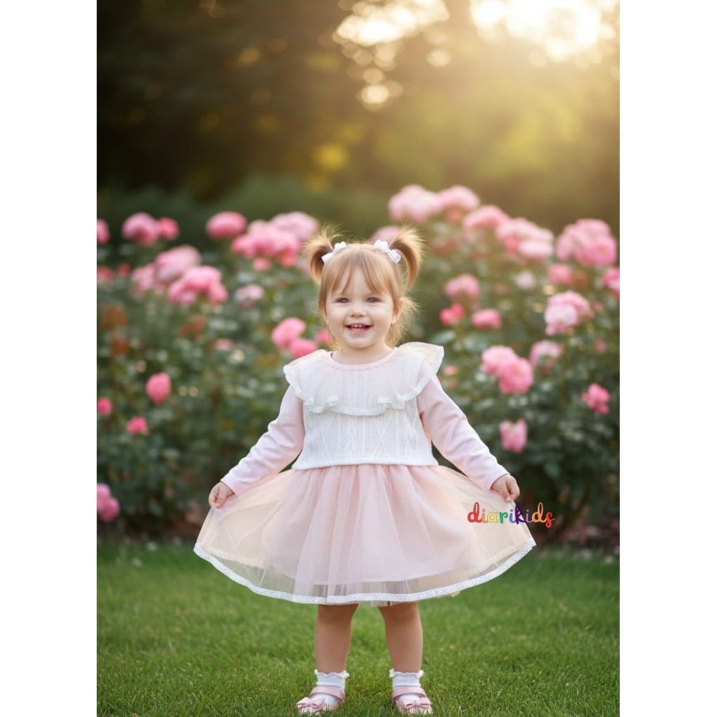 2IN1 ชุดนําเข้า TUTU VEST DU55B 6-24 MONTHS BABY DRESS WITH COLLAR CUTE BABY DRESS สําหรับ GIRLS