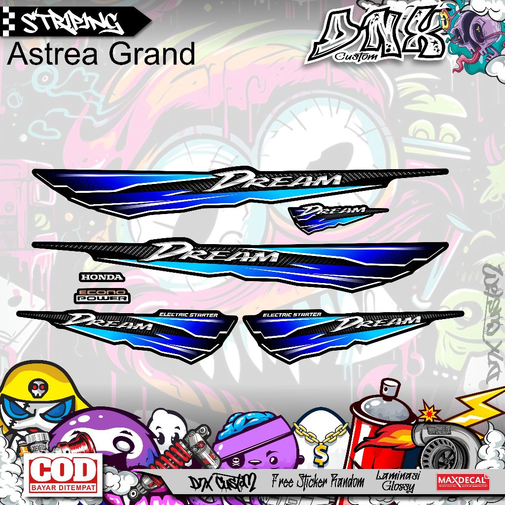 HONDA ASTREA GRAND BULUS SABIT DREAM KD11 สติ๊กเกอร์หลากหลายแถบ