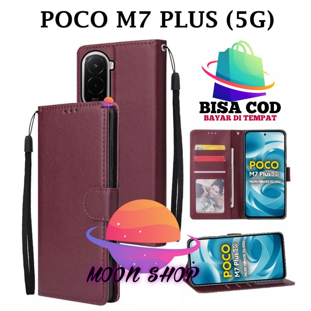 POCO M7 PLUS FLIP LEATHER CASE PREMIUM - FLIP WALLET CASE LEATHER สําหรับ POCO M7 PLUS - WALLET CASE